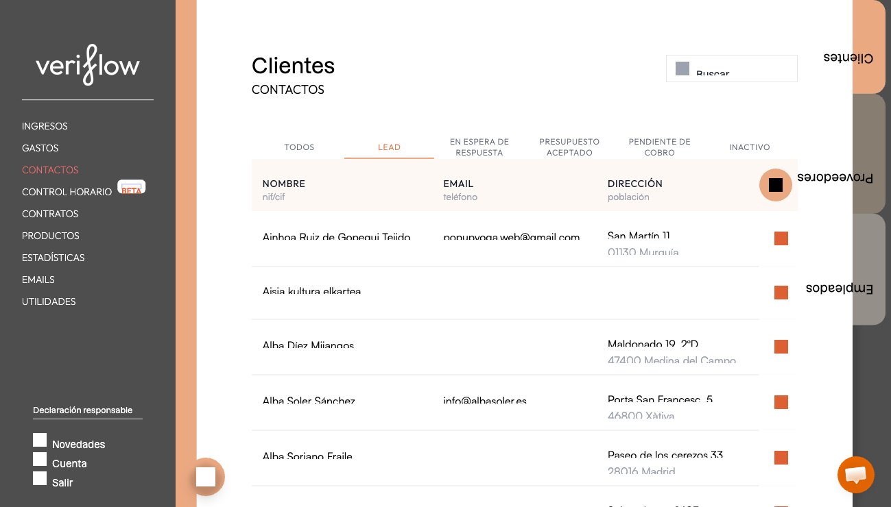 Captura: Creación de un empleado en la sección de contactos