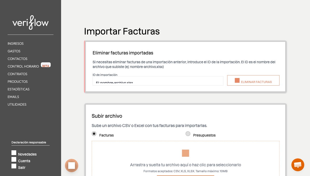 Captura: Importación de facturas con barra de progreso
