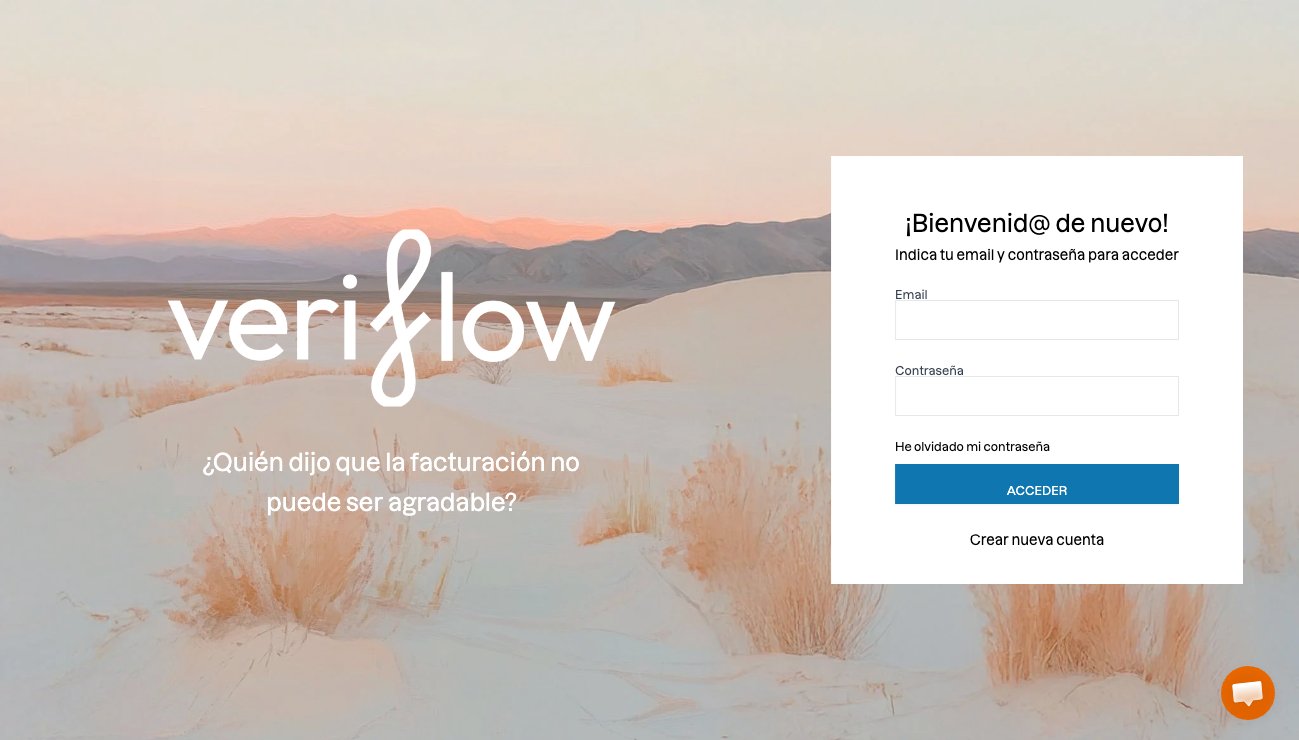 Captura: Pantalla de inicio de sesión de Veriflow